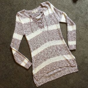 Lace up sweater